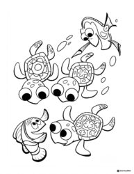 Dory Nemo and turtles coloring sheet