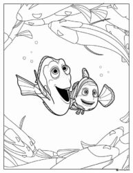Dory and Nemo Coloring Page with many fish