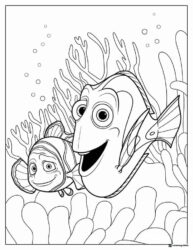 Dory and Nemo in coral coloring page