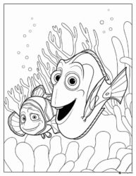 Dory and Nemo with Coral Coloring Page