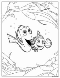 Dory and Nemo with fish friends coloring page