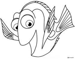 Dory smiling with big eyes coloring page