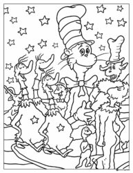 Dr. Seuss Characters and Stars Coloring Page