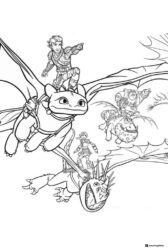 Dragon Riders flying adventure coloring page