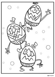 Egg Bois Coloring Sheet with Hats and Circles