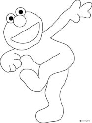 Elmo Coloring Page Dancing with Arms Up