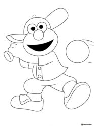 Elmo Coloring Page hitting a baseball