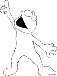 Elmo Coloring Page looking up and pointing