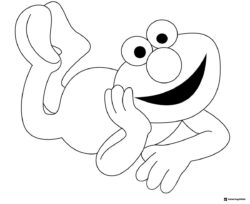 Elmo Coloring Page lying down with hand on cheek