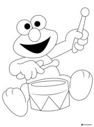 Elmo Coloring Page playing the drum