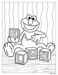 Elmo Coloring Page playing with ELMO blocks
