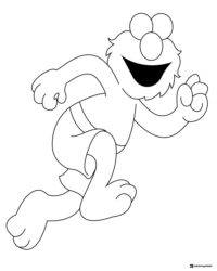 Elmo Coloring Page running with a big smile