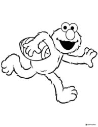Elmo Coloring Page running with a football