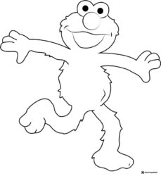 Elmo Coloring Page running with arms open wide