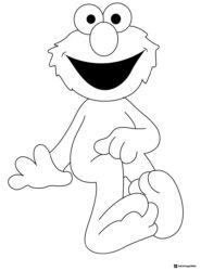 Elmo Coloring Page sitting down with a happy smile