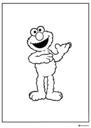 Elmo Coloring Page standing with one arm raised