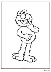Elmo Coloring Page thinking with hand on chin