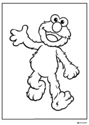Elmo Coloring Page waving with a big smile