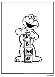 Elmo Coloring Page with ELMO letter blocks