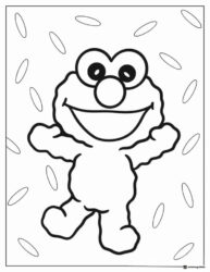 Elmo Coloring Page with floating shapes
