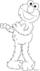 Elmo Coloring Page with fuzzy texture and welcoming pose