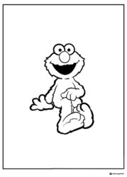 Elmo Coloring Page with one leg bent and arms gesturing