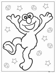 Elmo Coloring Page with stars and cookies