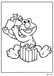 Elmo Coloring Page with two gift boxes