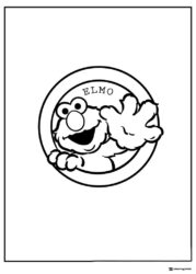 Elmo in a circular frame coloring page