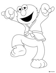 Elmo in a karate uniform coloring page