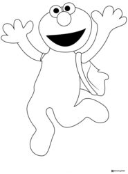 Elmo jumping in a cape coloring page