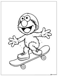 Elmo on a skateboard coloring page