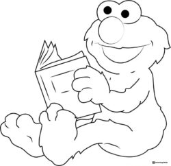 Elmo reading a book coloring page