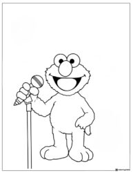 Elmo singing into a microphone coloring page