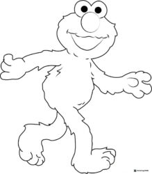 Elmo walking happily coloring sheet