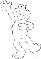 Elmo waving and dancing coloring page