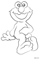 Elmo with one leg raised coloring page