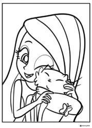 Equestria Girls Fluttershy hugging a hamster coloring