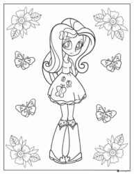 Equestria Girls Fluttershy with butterflies coloring