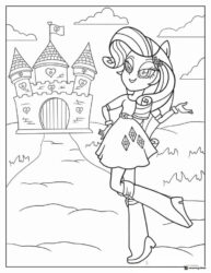 Equestria Girls Rarity at castle coloring page