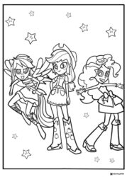Equestria Girls with stars coloring page