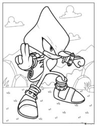 Espio the Chameleon with Kunai in Landscape Coloring Page