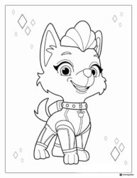 Everest Coloring Page Smiling with Diamonds Background