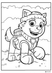 Everest Coloring Page with Winter Hat Scarf and Goggles
