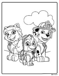 Everest Skye and Marshall Coloring Page Sitting Together