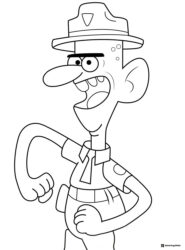 Excited forest ranger coloring sheet