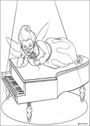 Fairy Godmother singing on piano coloring page