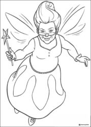 Fairy Godmother with magic wand coloring page
