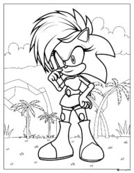 Female Sonic Character Coloring Page in Jungle