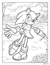 Female Sonic Character Coloring Page with Open Arms